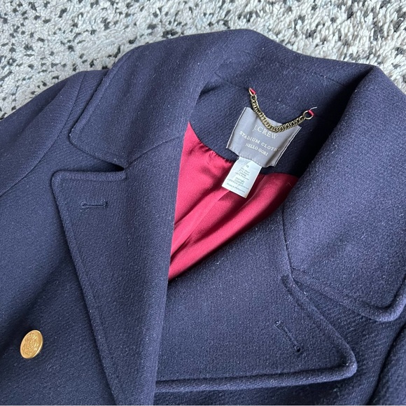 J. Crew Nello Gori Stadium Cloth Coat Navy Blue Wool Blend Peacoat Women’s 10 - Picture 7 of 14
